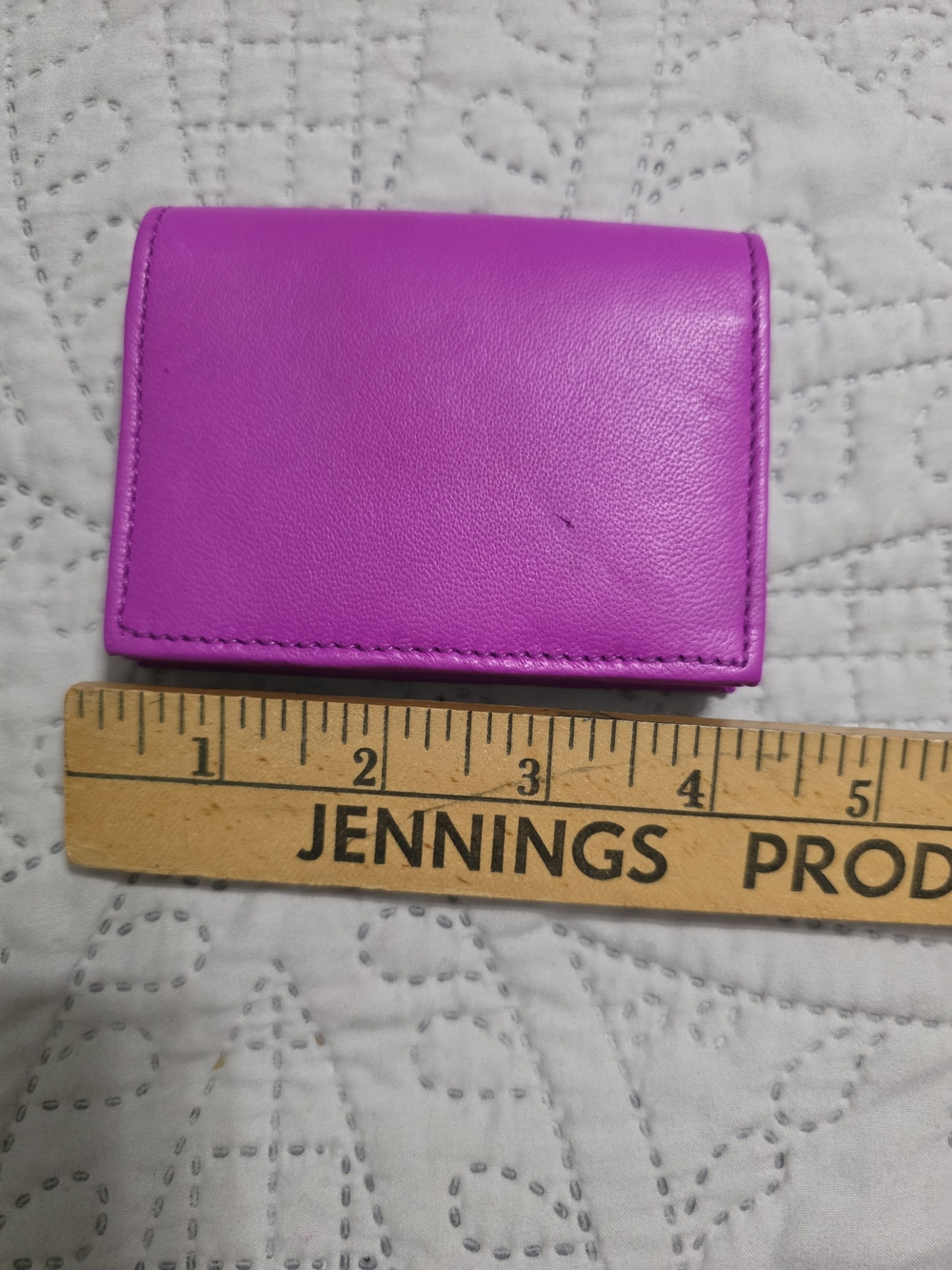 Leather Compact Women's Card Holder Wallet - Pink/fushia Purple